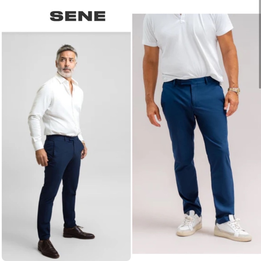 NEW Sene Soho Flex Dress Pants 46 x 36 Sport Tech Stretch Golf Business Blue